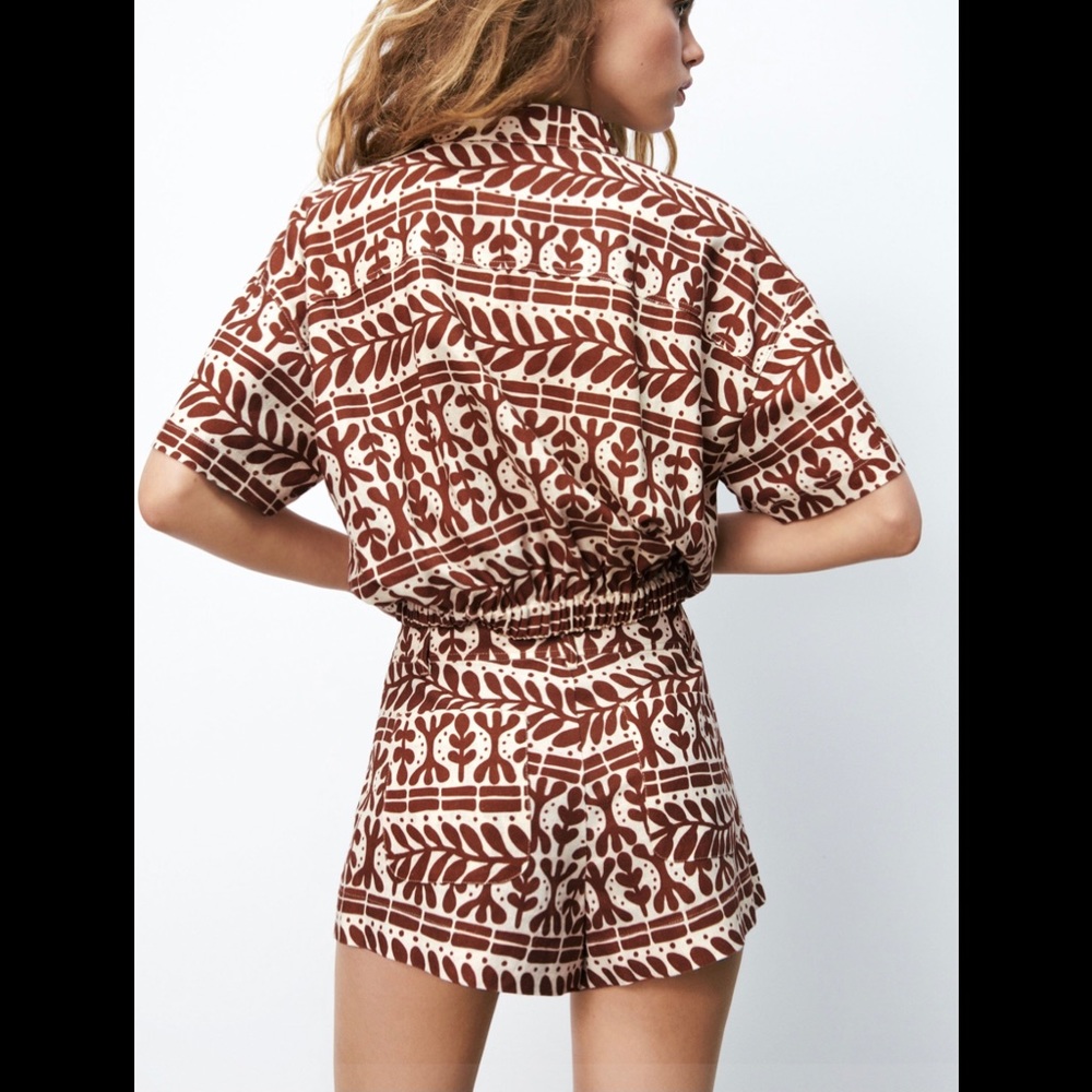 FIRM PRICE ⭐️Zara Printed Linen Blend Short & Top Set 2 Pc - Picture 4 of 9